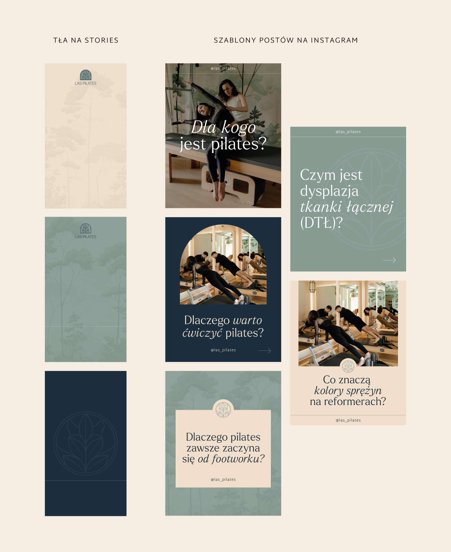 Szablony do edycji w Canvie dla Las Pilates